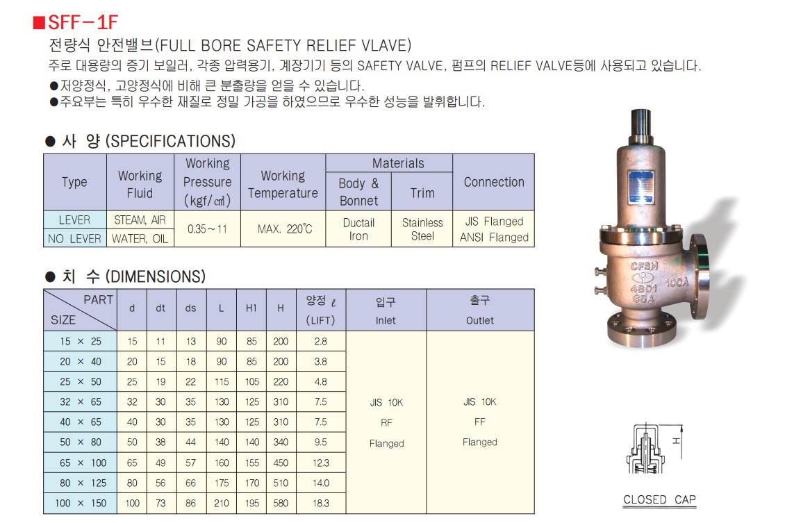 Safety valve Yooyoun SFF-1F