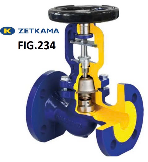 Bellow seal globe valve Zetkama fig.2340